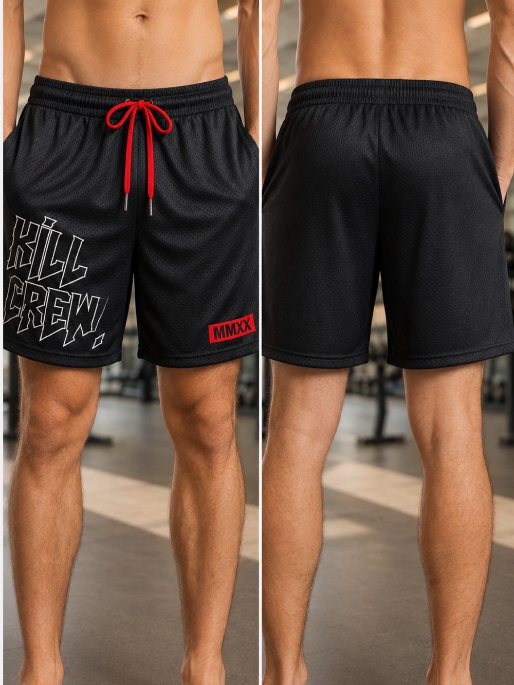 Kill Crew MMXX Black Mesh Gym Shorts Size M